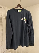 Zara x Laro Lagosta Zara Collab Long Sleeve Navy Blue Skeleton Design Tshirt L
