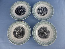 SARREGUEMINES lot de 4 assiettes à thème humoristiques , en voiture en ville...