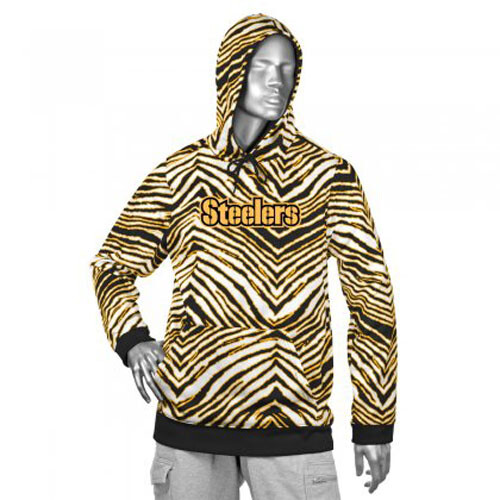 Zubaz мужские Питтсбург Стилерс НФЛ футбол зебру принт приземления толстовка с капюшоном