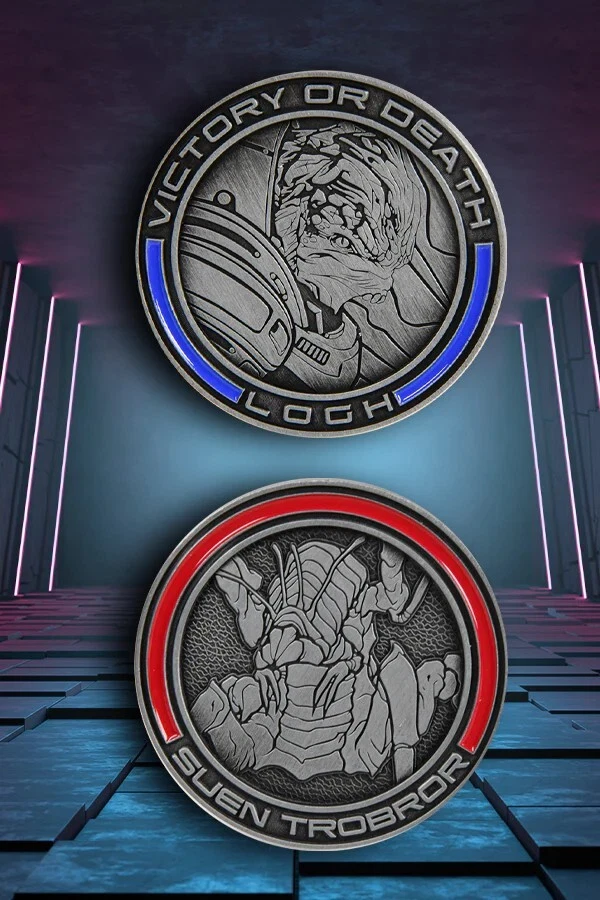 Mass Effect Trilogy Reaper War Challenge Coin 2 N7 Shepard Figure