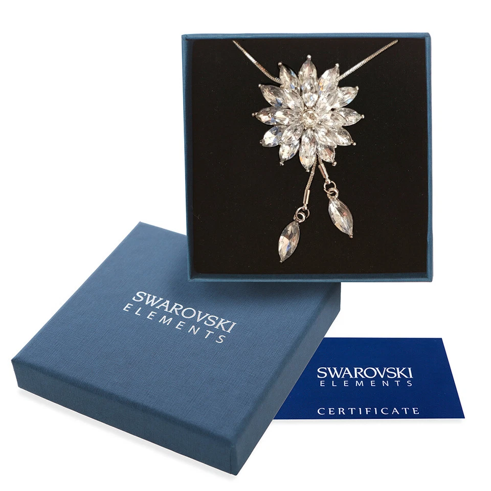 Collana donna oro bianco Swarovski Elements originale G4L cristalli stella neve - Immagine 2 di 4