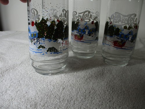 4 Vintage Pepsi Cola Glasses With Sleigh and Winter Scene - Picture 6 of 7