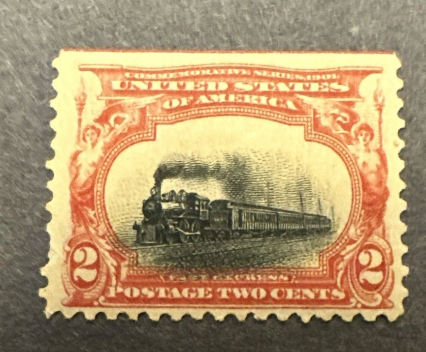 295 Var Mint 2¢ - Falling Low Train Vignette Color Shift Error -- Scott 295 MLH - Image 2 of 4