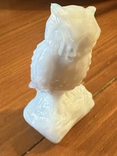 Degenhart Glass Wise Owl Milk Pale Blue Slag Glass Figurine Sitting On Books