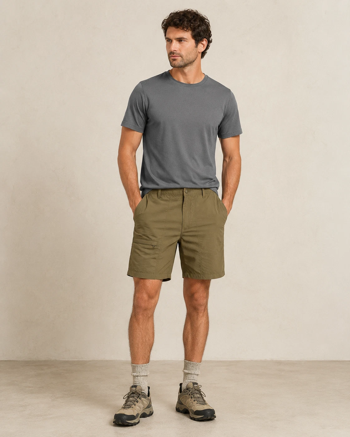 Cabela's Outdoor Hiking Shorts Mens Medium Brown Nylon Cargo Pockets Quick Dry
