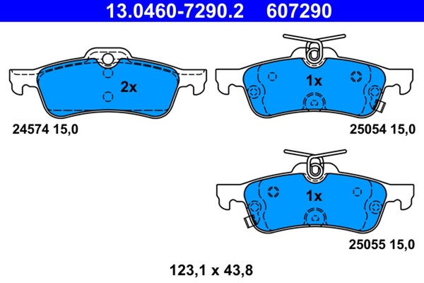 ATE Bremsbelagsatz Scheibenbremse 13.0460-7290.2 FüR Honda Civic IX FK FB Tourer-image
