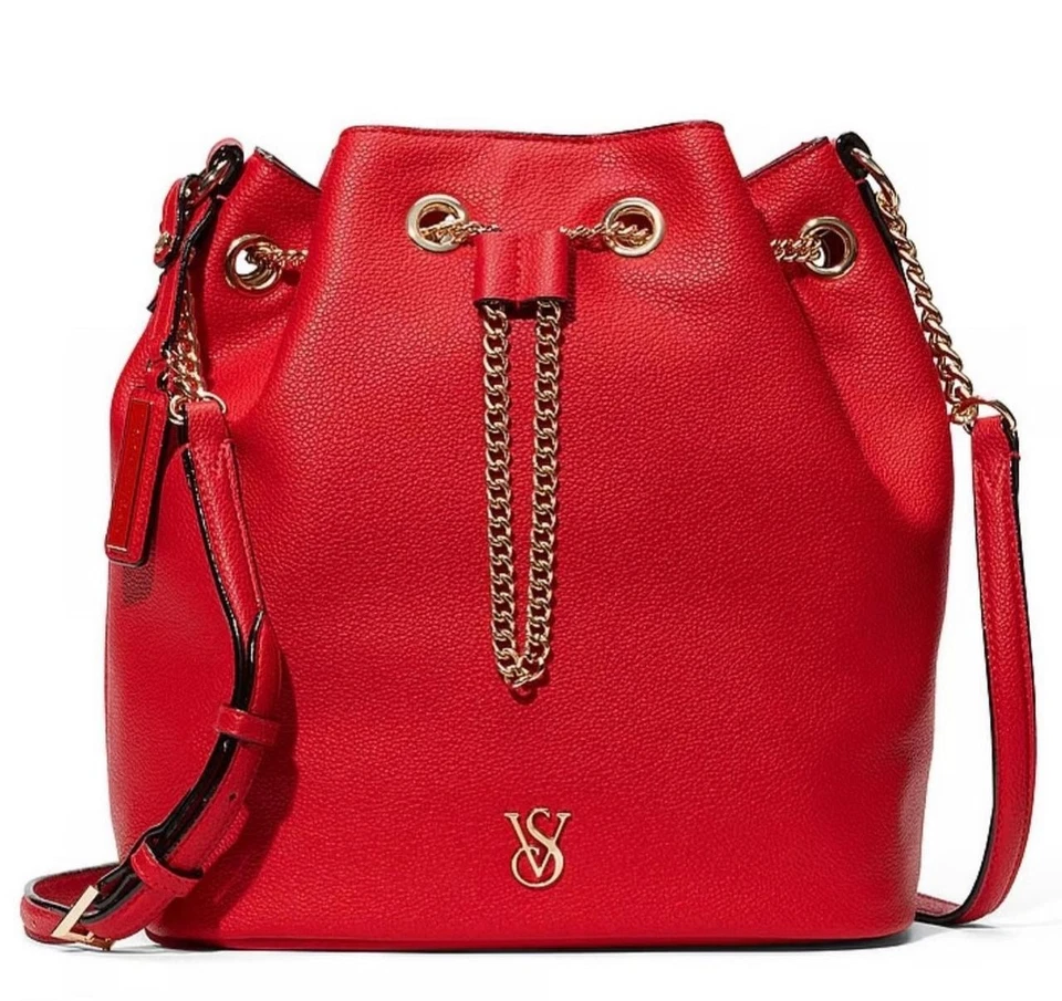 Bolso Bandolera Victoria's Secret Edición Lujo Rojo Cubo Herrajes Dorados Foto 3 de 4