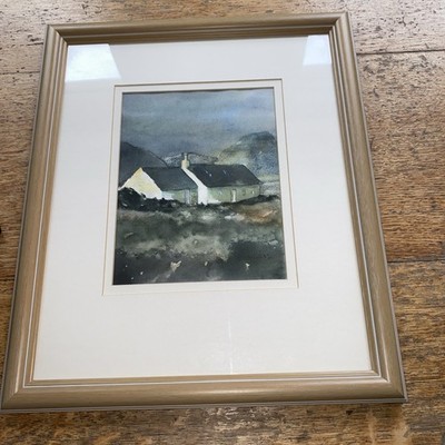 Ein Willson gerahmtes Aquarell Landschaft dunkle Brutfarben wunderschön 