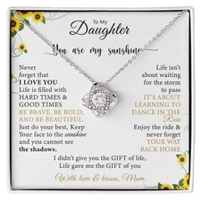 To My Daughter Necklace Gift - Sunflower Message Card from Mom - Love Jewelry