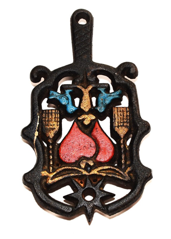Cast Iron TRIVET Hearts, Brooms, Birds