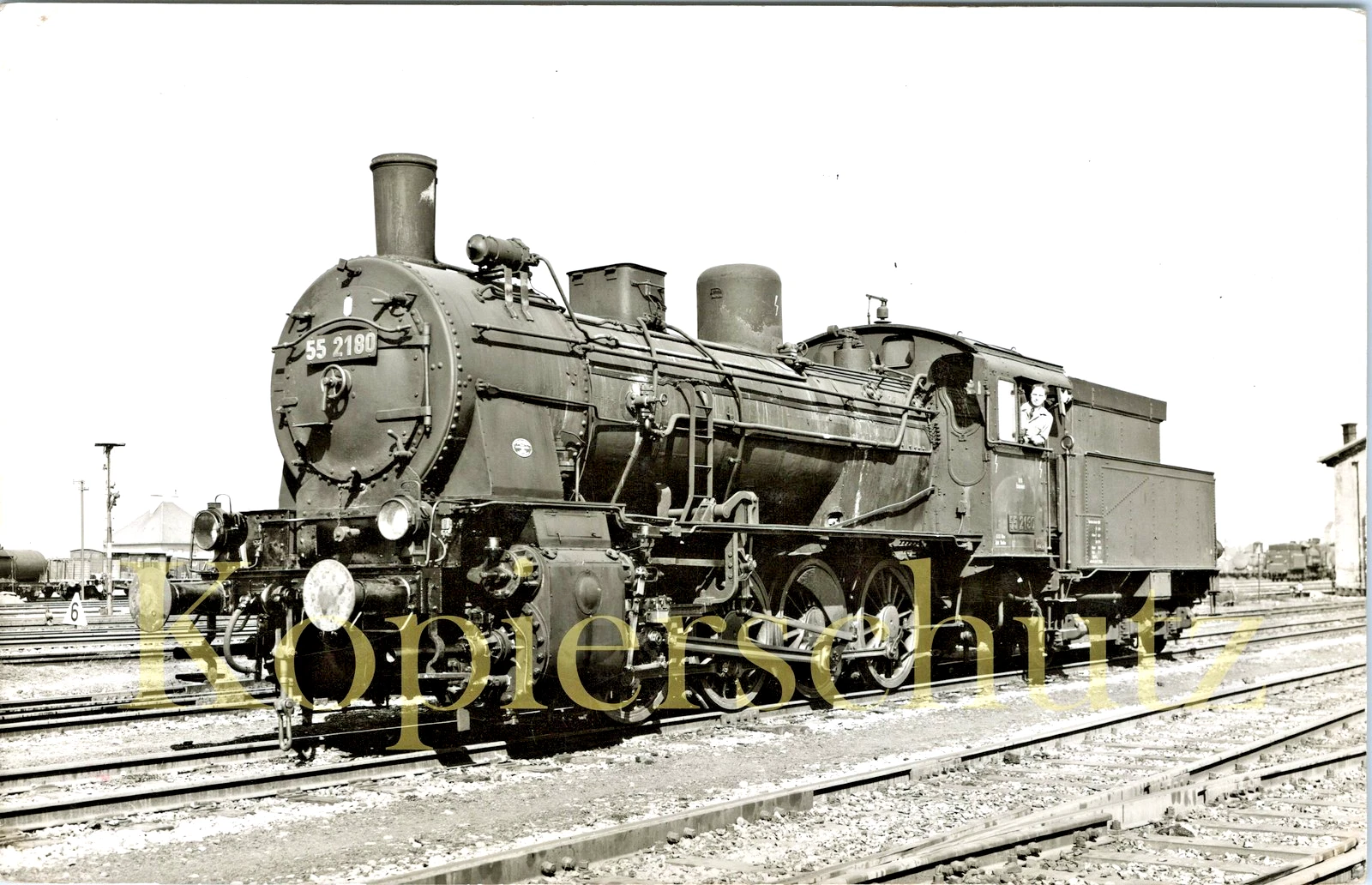 Foto - BBÖ 55 2180 (ex DRB 55 2180, 1924 ex 4890 Essen) der Zf Wien Stadlau 1952 - Bild 1 von 1