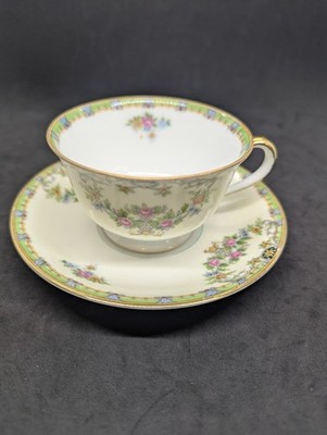 Vintage 1930s Noritake Teacup And Saucer Set Floral Pattern 