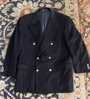 Canali double breasted Loro Piana cashmere blue Blazer Jacket Sport Coat 40 42