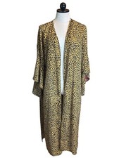 Umgee Cheeta Print Open Cardigan Duster Sz S Women s Boho Sheer Tiered Sleeve