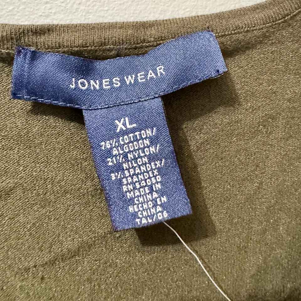 JonesWear Olive Long Sleeve Top, Women's Size XL, NWT - Image 3 of 4