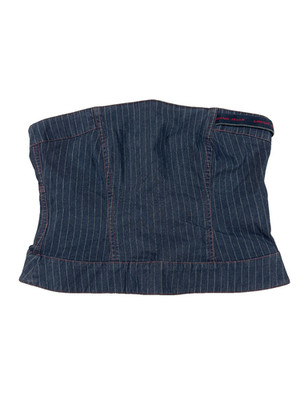 Armani Jeans Denim Corset Top Strapless Y2K Vintage Pinstripe Italy