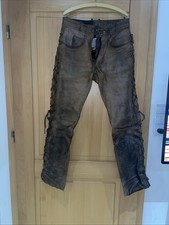 Original Biker Motorrad Lederhose Beige Gr. 44  Eurox 90 Jahre  Antike