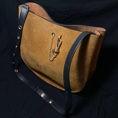 #ad AllSaints Beaumont Suede Leather Hobo Bag Tan $79.99