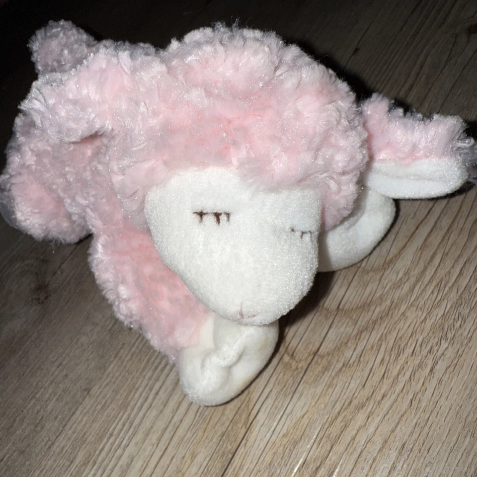 Baby Gund Plush Rattle Winky Pink Lamb Cuddle Sleeping Soft Stuffed Animal - Image 2 of 4