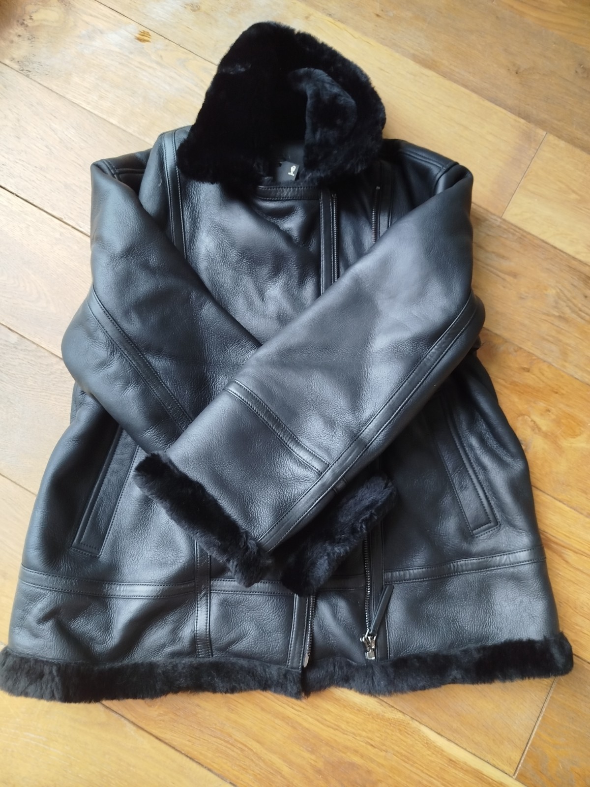 Massimo Dutti Shearling Leather Jacket Size M Brand New image 4