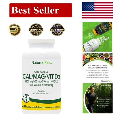 Calcium/Magnesium/D3 with K2 - 60 Chewable - Supports Bone & Immune - Vanilla...