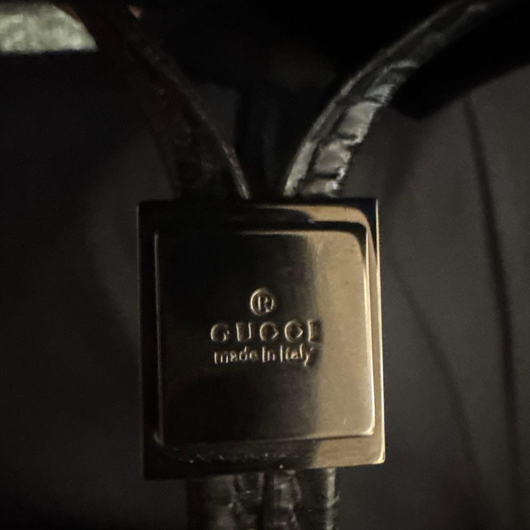 GUCCI Solid Shoulder Hand Bag Drawstring Leather … - image 20