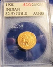 1928 indian head 2.50 gold coin