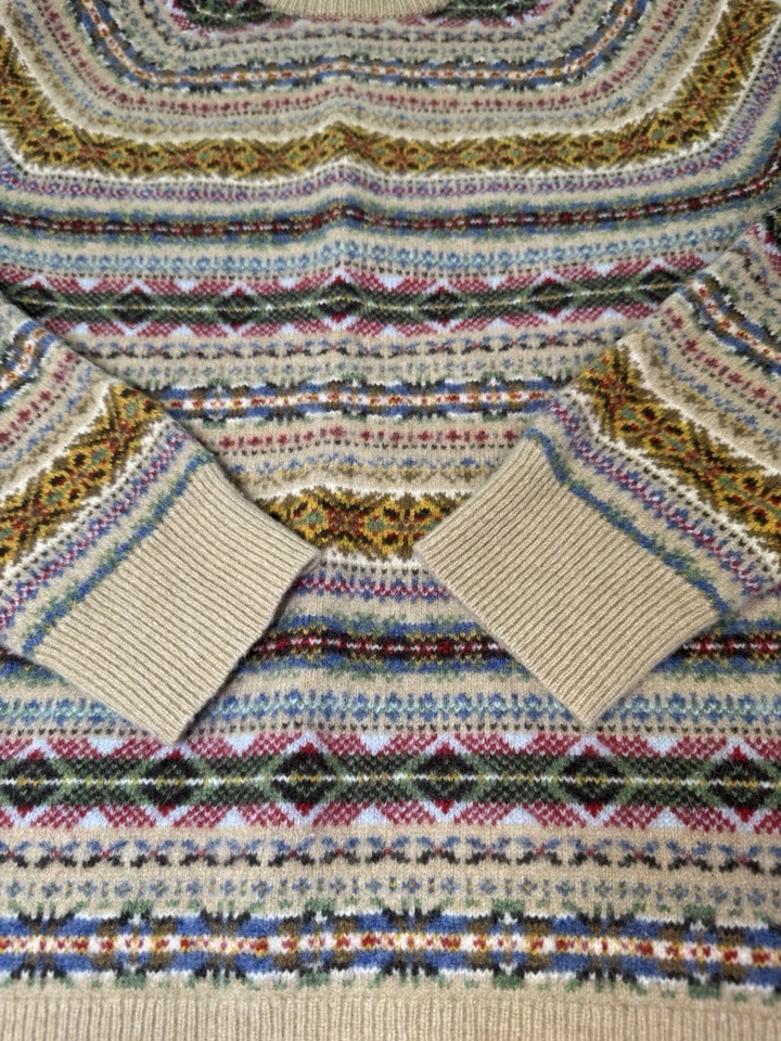 🔥J.Crew Mens Lambswool Sweater Medium Crewneck Fair Isle Nordic Ski Outdoors - Image 3 of 4