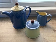 Denby JUICE 3 Piece Set. Large teapot, lidded Sugar Bowl & Milk Jug
