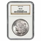 1897S Morgan Silver Dollar $1 NGC MS 64