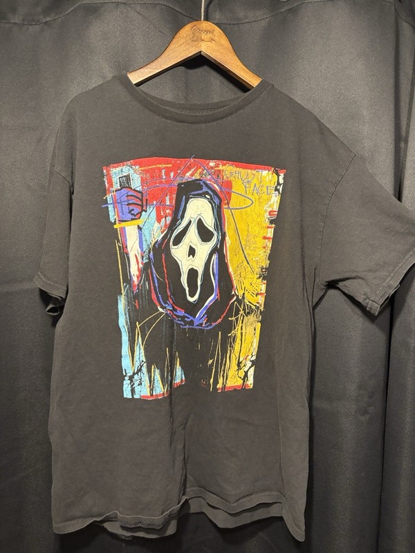 Ghost Face: The Icon Of Halloween-Scream Abstract Black T-Shirt Men's Size Large
