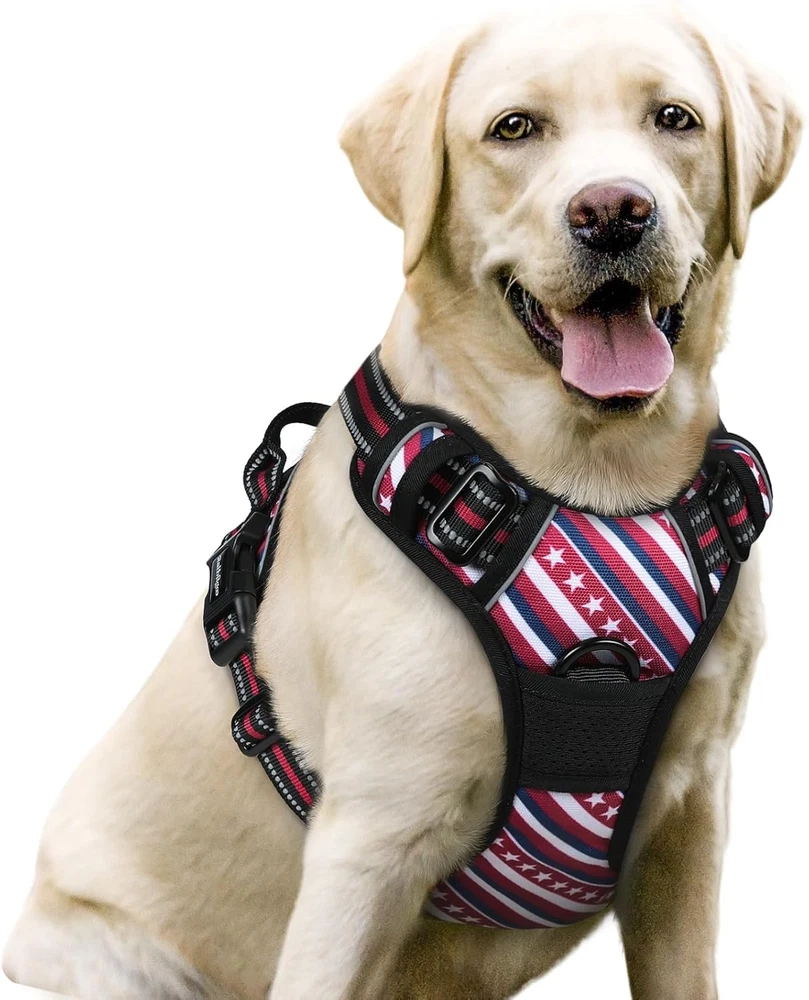 Dog Harness No Pull with 2 Leash Clips, Adjustable Soft Padded, Reflective Oxfor