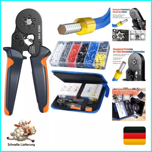 Crimpzangen Aderendhülsen Set - Preciva Sechskant Crimpzange Aderendhülsenzan...
