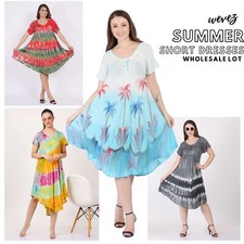 Women's Casual Summer Lightweight Midi Tie Dye Beach Dresses Wholesale Lot 10pc