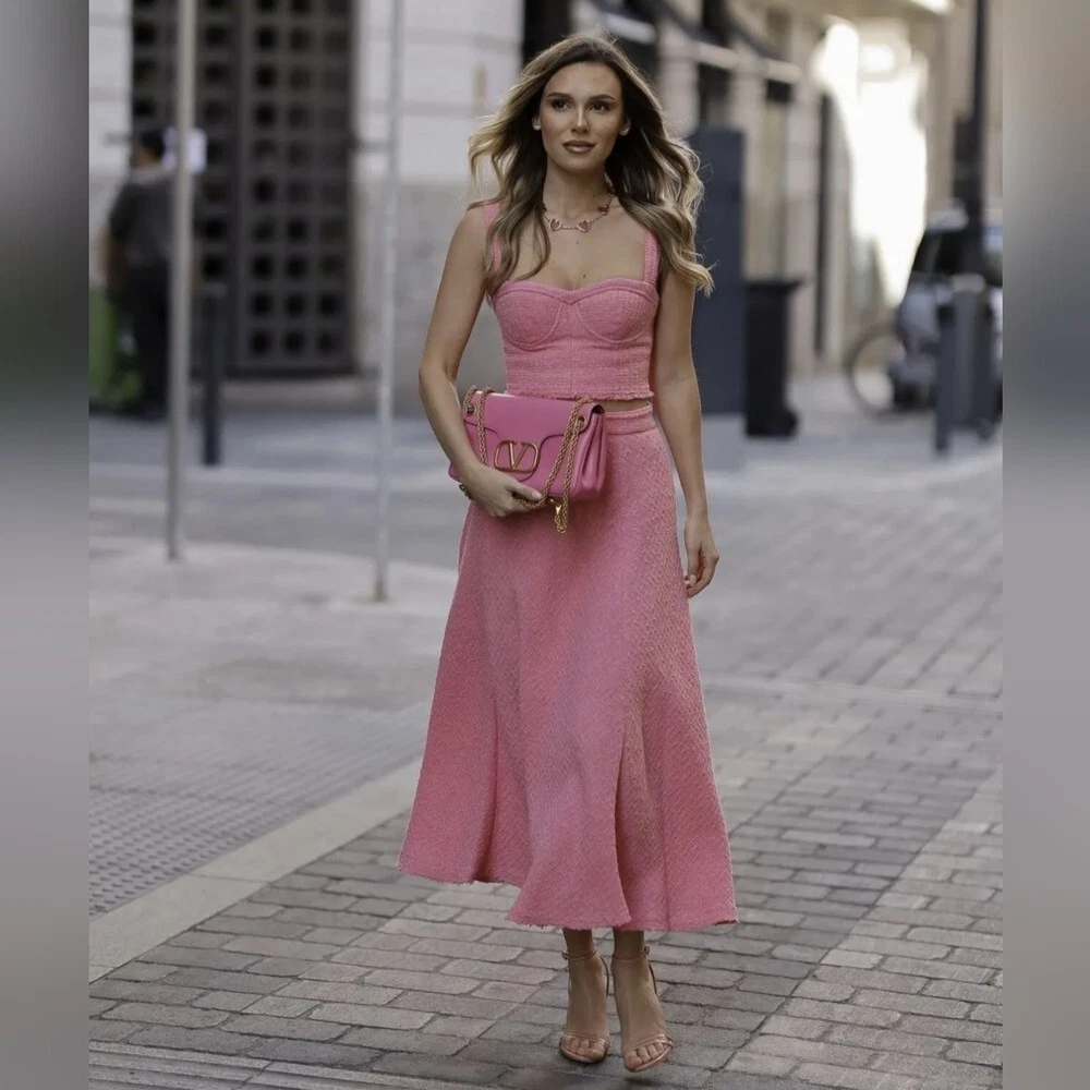 Zara tweed top dress pink
