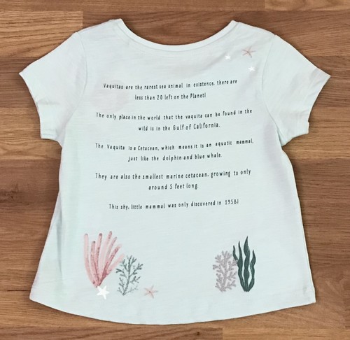 TU Short Sleeve T-Shirt Girl 18-24 Months Mint Green Dolphins Front Writing Back - Picture 11 of 12