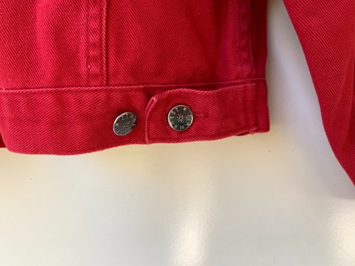 Chaqueta de mezclilla Jeanswest talla 10 para mujer años 90 retro roja manga larga - Imagen 7 de 10