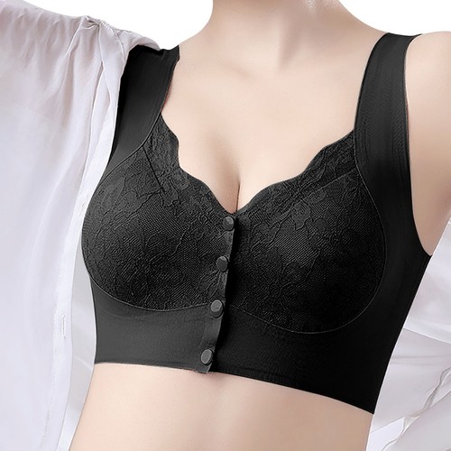 Plus Size Front-Closure Lace Bra for Older Women Wireless Seamless Supportive - Picture 2 of 18