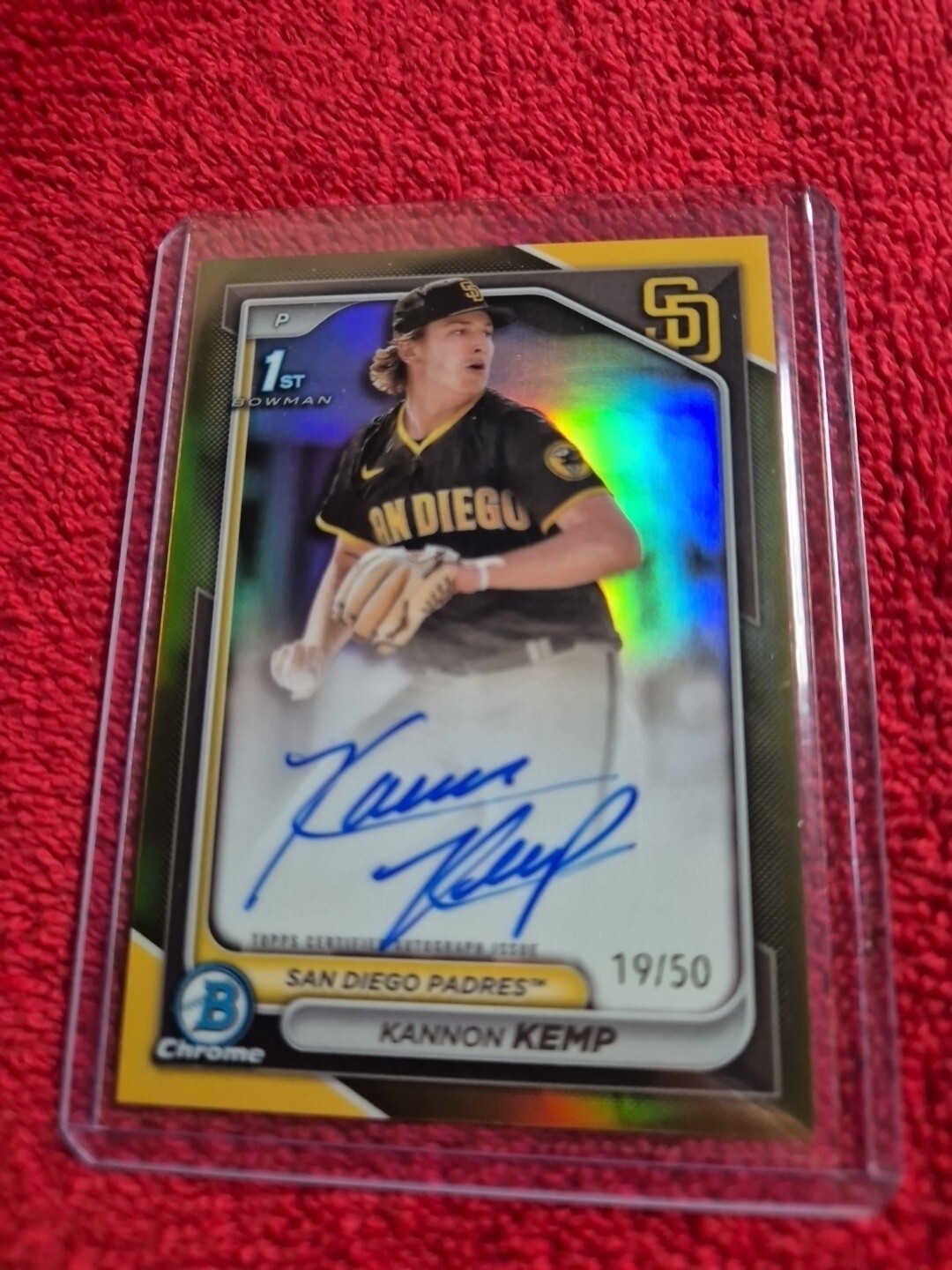 2024 Bowman Chrome Kannon Kemp 1st Prospect Auto Gold Refractor /50