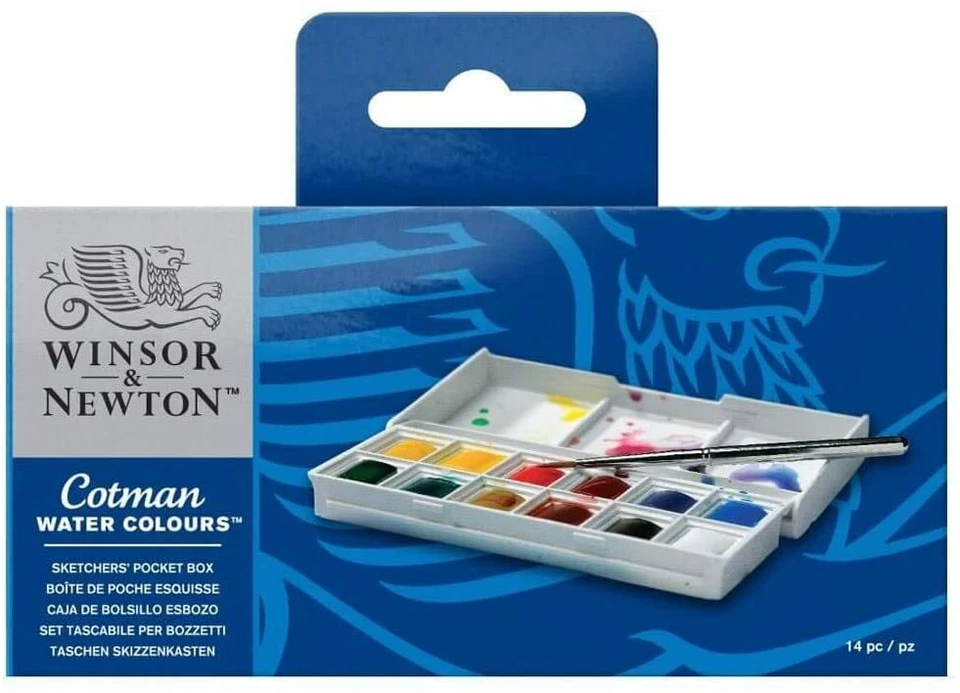 WINSOR & NEWTON Winsor and Newton Cotman Watercolour Set Sketchers Pocket Box 12 Half Pans