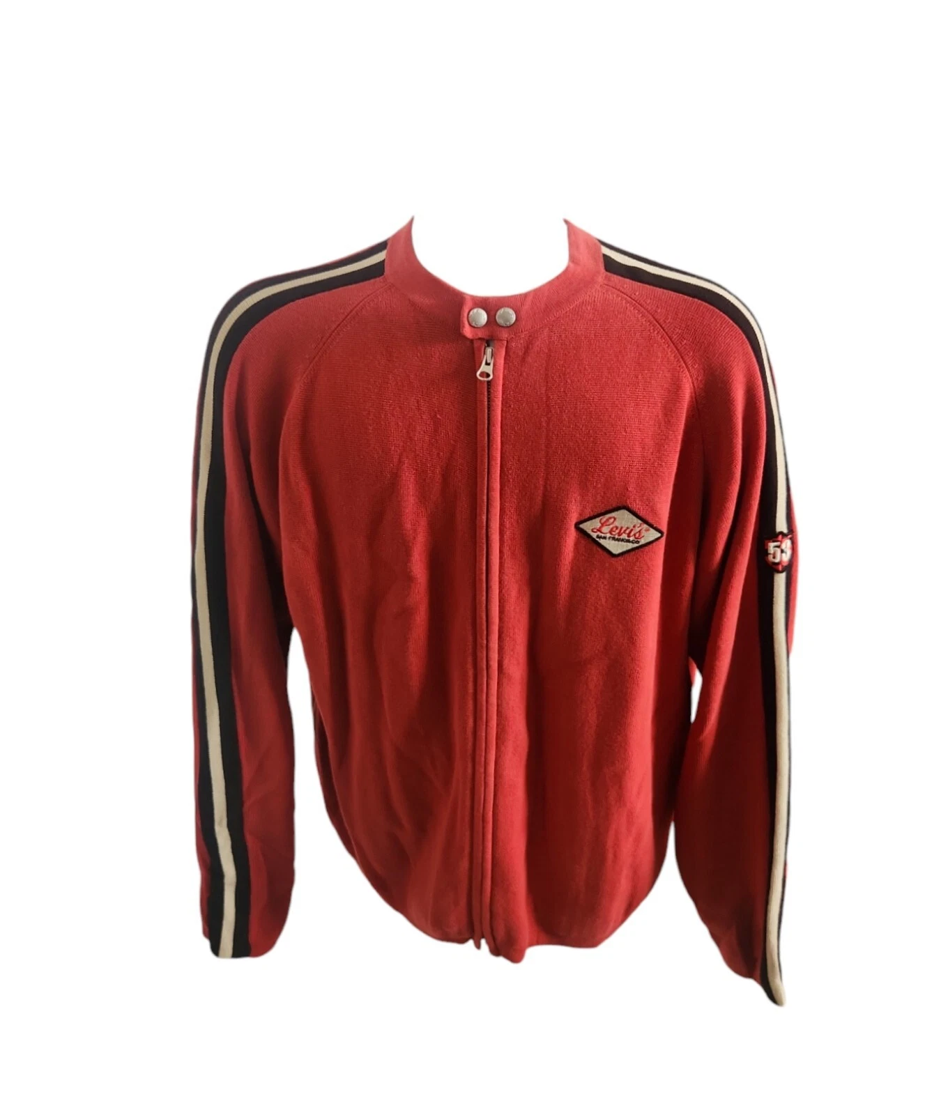 Levi's Strauss & Co San Francisco Patch VTG Full Zip Red Motorcycle style Sweate
