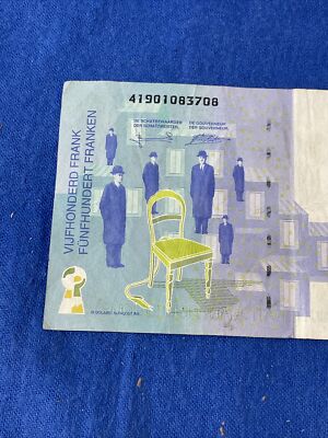 Vintage BELGIUM 500 FRANCS 1998-2002 RENE Magritte BILL BANK NOTE
