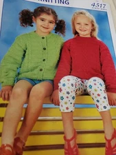 Stylecraft Knitting Pattern 4517  DK Girls Sweaters 20-30"