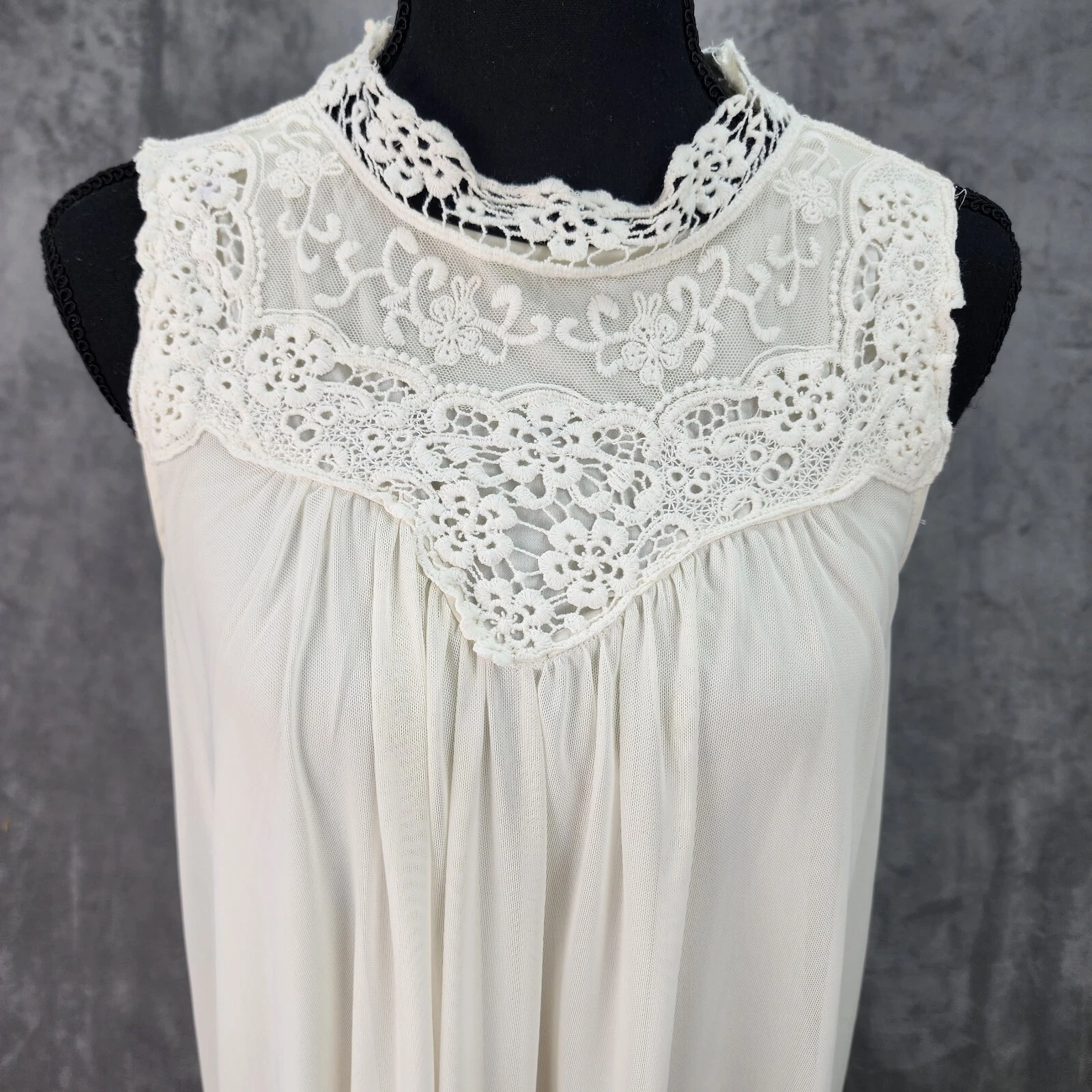 OFF WHITE Abito donna Altard State PICCOLO slip bianco sporco lunghezza ginocchio senza maniche foderato pizzo