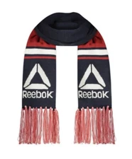 Reebok Fringe Rally Scarf Black & Red Combo Soft Cozy Warmth One Size NWT