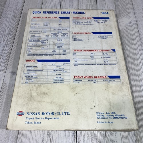 1984 Nissan Maxima Shop Manual 84 Repair Service Book Original OEM - Picture 5 of 5