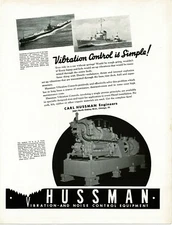 1942 HUSSMAN Vibration Noise Control WWII submarine CG Cutter Vintage Print Ad 