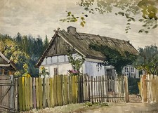 Aquarell Norddeutsche Bauernkate Mecklenburg Pommern Ostpreussen Anonym #2