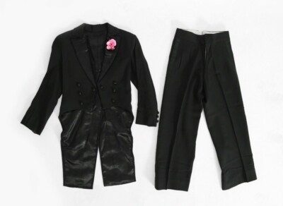 Rare Antique vintage 20s kid's deco black Tuxedo tails suit