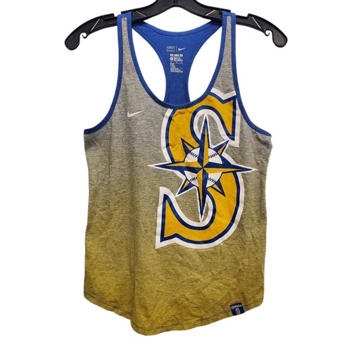 SEATTLE MARINERS Shirt Damen mittelblau gelb Tanktop NIKE BIG S LOGO Ombre